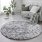 Amdrebio Tie-Dyed Light Grey Round Area Rug 4Ft for Bedroom Living Room, Soft Fluffy Circle Circular Rugs for Kids Room, Home Office Decor, Modern Floor Shag Fuzzy Farmhouse Gray Carpet for Teen Boys