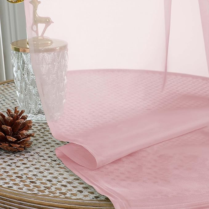 OWENIE Sheer Curtains 84 Inches Long 2 Panels Set, Sheer Blush Curtains for Living Room Bedroom 59 Inch Extra Wide, Modern Voile Filmy Rod Pocket Drapes, 2 Pcs, Each 59 W x 84L, Blush