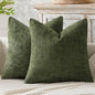 MIULEE Pack of 2 Couch Throw Pillow Covers 20x20 Inch Olive Green Modern Boho Accent Decorative Pillow Covers Soft Chenille Farmhouse Cushion Covers for Home Decor Bed Sofa Living Room