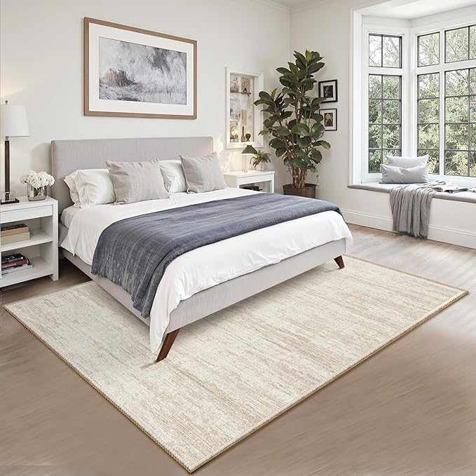 4x6 Rug - Stain Resistant Abstract Washable Rugs, Anti Slip Area Rugs for Living Room,Modern Low Pile Carpet with Rubber Backing Home Decor Small Area Rug