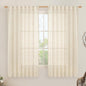 LAMIT Linen Curtains 63 Inch for Bedroom, Light Filtering Neutral Semi Sheer Window Curtains Back Tab and Rod Pocket Panels for Living Room, 2 Panels, Beige, 60 x 63 Inch