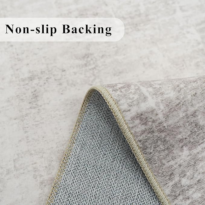 Washable 3x4 Kitchen Area Rugs: Abstract Stain-Resistant Sink Rug Non-Slip Durable Doormat Ultra Soft Bedroom Nursery Besides Carpets Indoor Water Resistant Bathroom Floor Mat(3x4,Beige/Cream)