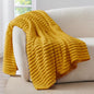BEDELITE Fleece Throw Blanket for Couch - 300GSM Soft & Warm Fluffy Mustard Yellow Blanket, Decorative and Giftable Striped Blankets for Women, Men, 50"x60"