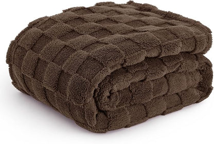 Bedsure GentleSoft Fall Throw Blanket for Couch Brown - Checkered Fleece Blankets Gifts for Kids Girls, Cute Soft Cozy Throw for Bedroom Home Decor Gifts, 50x60 Inches