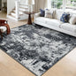 Washable Area Rugs Square 8ft Non-Slip Modern Abstract Soft for Living Room Entryway Bedroom Nursery, Print Pattern, Black Navy Blue Gray