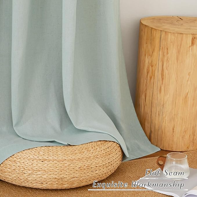 NICETOWN Sage Green Thick Linen Curtains 72" Length, Grommet Privacy Window Treatments Linen Weave with Light Penetration Vertical Drapes for Farmhouse/Home Office, W42 x L72, 2 Panels