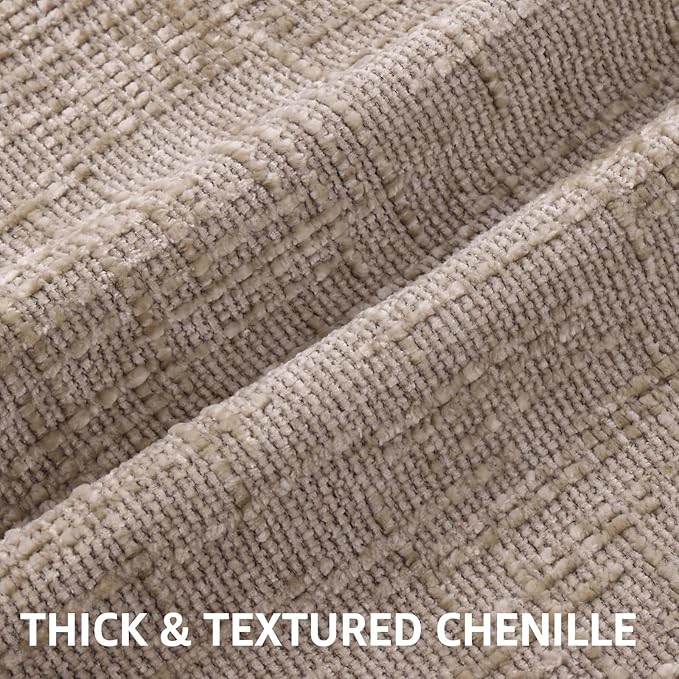 decorUhome Oatmeal Chenille Throw Pillow Covers 12x20 Set of 2 Textured Soft Cozy Slubby Couch Pillow Covers Modern Farmhouse Boho Decorative Pillow Cases for Bed Sofa Living Room