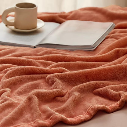 Bedsure GentleSoft Twin XL Fleece Blanket Dorm Bedding - Lightweight Soft Cozy Blankets for Bed, Sofa, Couch, Travel, Camping, Dark Orange, 66"x90"