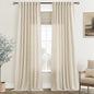 Faux Linen Beige Curtains 105 inches Long for Living Room Rustic Farmhouse Linen Drapes Semi Sheer Burlap Textured Canvas Cloth Curtain Panels Set of 2 Kahki Tan Colored
