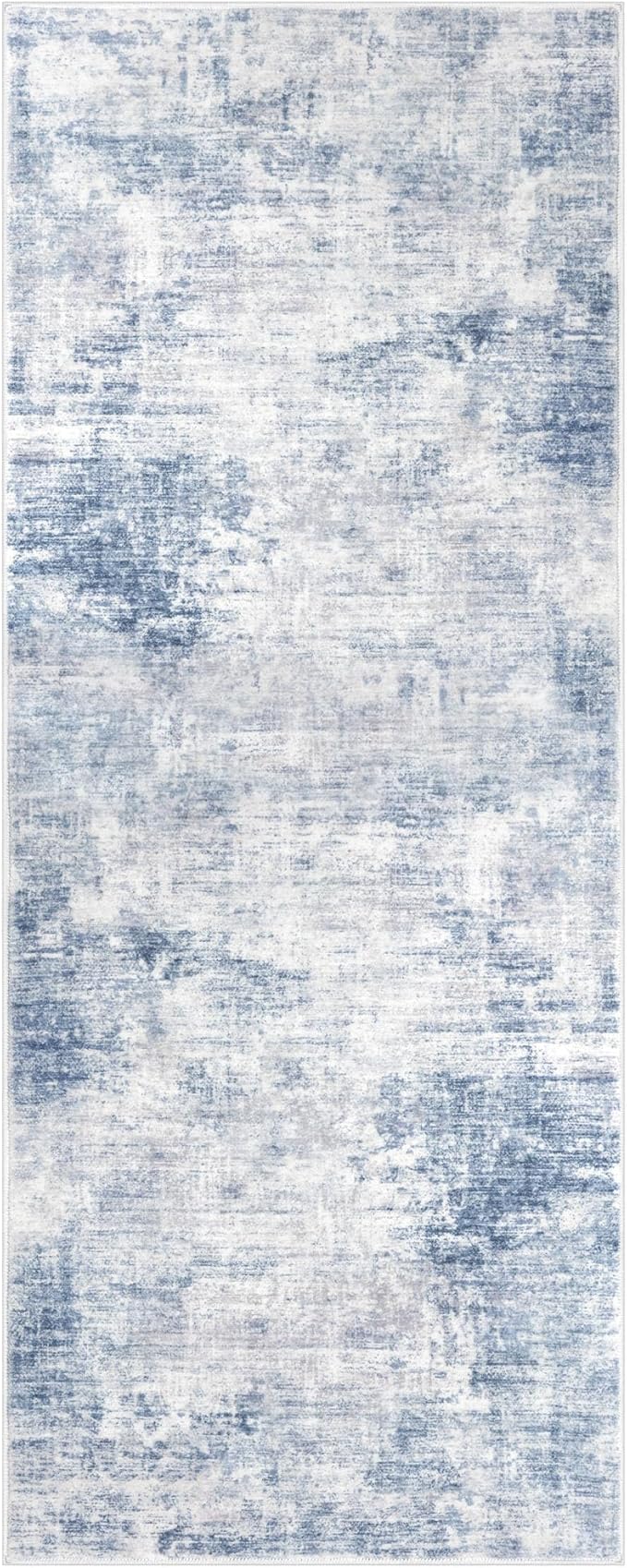 IOHOUZE Abstract Runner Rug 2x5 Ft Washable Runners for Hallways, Non Slip Kitchen Runner Printed Faux Wool Entryway Runner Indoor, Modern Floor Carpet for Hall Kitchen Bedroom, Light Blue Grey