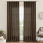 LAMIT Dark Brown Sheer Linen Curtains, 108 inch Light Filtering Semi Sheer Panels Back Tab and Rod Pocket Farmhouse Drapes for Bedroom/Living Room, 2 Panels, 52 x 108 Inch