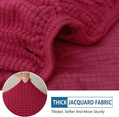 hyha Waterproof Couch Cushion Covers for Pets, Non Slip Sofa Seat Cover for Dogs Washable, Soft Thick Stretch Jacquard Fabric, Sofa Slipcovers with Elastic Bottom (1 Piece for Medium, Wine Red)