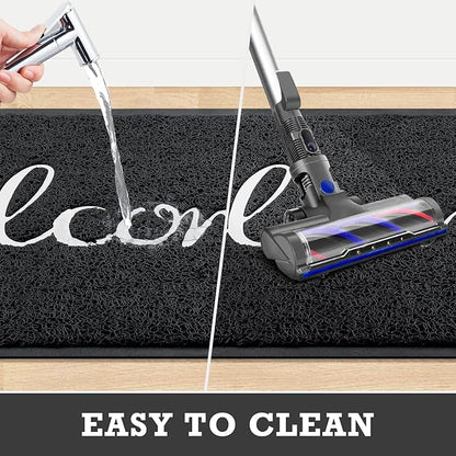 CozyBounty Black Door Mat Welcome Mats Outdoor Indoor Non-Slip Doormat for Entryway Low-Profile Floor Mat for Yard, Garage, High Traffic Areas (36"x24", Black)