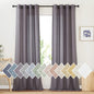 NICETOWN Faux Flax Linen Sheer Curtains for Living Room, Grommet Vertical Semi Sheer Curtains & Drapes Privacy with Light Filtering for Villa/Cottage, W52 x L96, Purple Brown, 1 Pair