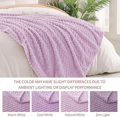 Exclusivo Mezcla Fleece Twin Blanket for Bed, Extra Large Fuzzy Lilac Purple Bed Blankets, Soft Cozy Plush Sofa Throws for All Seasons, 60x80 Inches