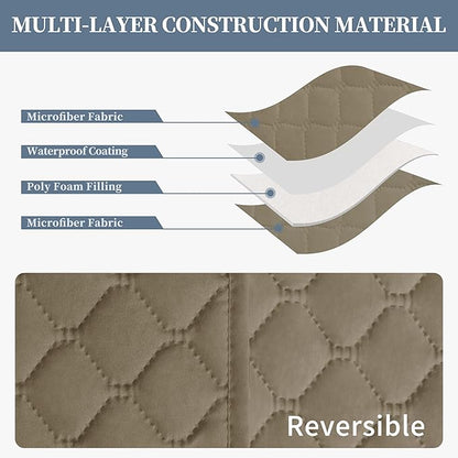 ISSUNTEX Double Protection 100% Waterproof Sofa Covers for Living Room, Couch Covers for 3 Cushion Couch Sofa, Reversible Furniture Protector Sofa Cover for Dogs, Pets, Kids (Sofa, Beige/Beige)