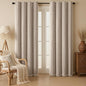 Boho Blackout Curtains 90 Inches Long Brown Linen Blend 2 Panels with Tassels and Cotton Embroidery, Farmhouse Vintage Rustic Rod Pocket Drapes for Living Room or Bedroom