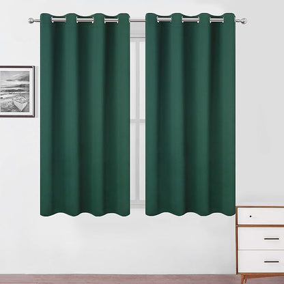LEMOMO Blackout Curtains 52 x 45 inch/Green Curtains Set of 2 Panels/Thermal Insulated Room Darkening Bedroom Curtains