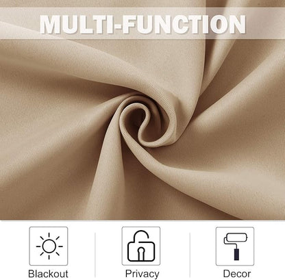 NICETOWN Small Kitchen Windows Curtains - Blackout Functional Thermal Insulated Window Treatment Curtains/Drapes, Home Christmas Decoration (Biscotti Beige, 2 Panels, 42W by 36L + 1.2 inches Header)