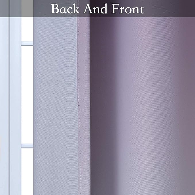 SimpleHome Ombre Room Darkening Curtains for Bedroom, Gradient Purple to Grey White Light Blocking Thermal Insulated Grommet Window Curtains/Drapes for Living Room,2 Panels, 52x84 inches Length