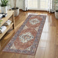 Washable Area Rug 2'6'' x 8' Vintage Traditional Persian Mat - Foldable Distressed Non-Slip Machine Washable Carpet for Living Room Bedroom Kitchen Home Decor - Terracotta and Navy