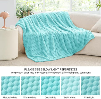 BEDELITE Fleece Blanket - 3D Jacquard Decorative Aqua Twin Blankets for Couch & Bed, Soft and Cozy Warm Plush Fluffy Blanket All Seasons Suitable, 60x80Inches