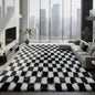 Large Area Rugs for Living Room Bedroom,9x12 Black and White Fluffy Soft Checkered Rug Fuzzy Shag Shaggy Carpet, Indoor Plush Floor Rugs for Kids Boys Girls Teen Dorm Nursery Home Decor