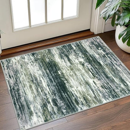 KOZYFLY Small Area Rug 2x3 Rug Entryway Rugs Modern Abstract Indoor Non-Slip Machine Washable Rug Green Yellow, Dining Room Rug with Soft Low Pile for Living Room Bath Office Small Carpet Floor Mats