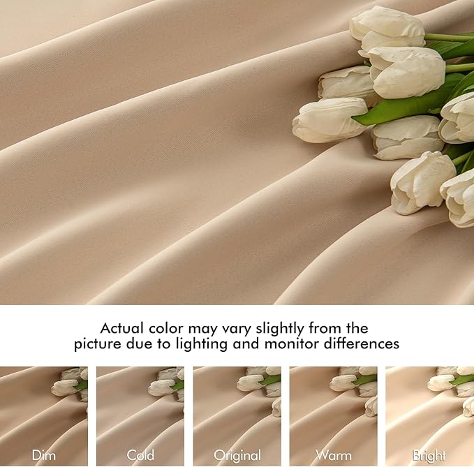 MIULEE Back Tab Beige Curtains 96 Inch Long 2 Panels Set for Living Room Bedroom, Cream Rod Pocket/Pinch Pleated Light Blocking Thermal Insulated Room Darkening Floor to Ceiling Blackout Drapes