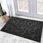 Bulijojo Sturdy Front Entrance Doormats,Durable Heavy Duty Welcome Mat,Thick Absorbent Natural Rubber Non Slip Mat,Easy Clean Entryway Mat 17x30 Inch Leaves Black