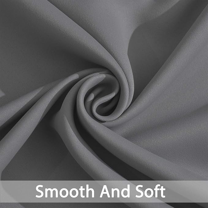 Yakamok Room Darkening Curtains Thermal Insulated Gray Blackout Curtain Panels Solid Grommet Top Window Drapes for Bedroom Living Room Decor(52x72 Inch, Grey, 2 Panels)