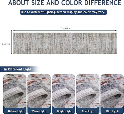 Kitchen Runner Rug 2x12 Runners Rug for Hallways Non-Slip,Long Abstract Rug Runners,Stain Resistant Soft Washable 12 ft Runner Rugs,Ultra-Thin Carpet for Entryway,Dining,Laundry Room