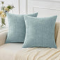 MIULEE Pack of 2 Light Blue Throw Pillow Covers 18x18 Inch Soft Chenille Pillow Covers for Sofa Living Room Spring Home Decor Couch Solid Dyed Cases
