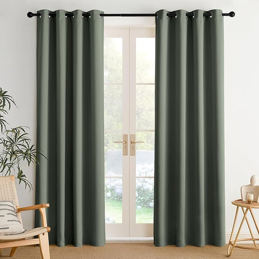 NICETOWN Room Darkening Draperies Curtains Panels, 2 Panels Dark Mallard W52 x L84