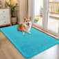 OLANLY Dog Door Mat for Muddy Paws 45x27, Absorbs Moisture and Dirt, Absorbent Non-Slip Washable Doormat, Quick Dry Chenille Mud Mat for Dogs, Entry Indoor Entryway Carpet for Inside Floor, Aqua Blue
