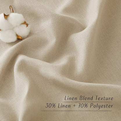 NICETOWN Linen Flax Semi Sheer Curtains 92" Length, Grommet Window Treatments Privacy Added with Light Penetration Vertical Drapes for Loft/Home Office, Angora, W55 x L92, 2 Panels