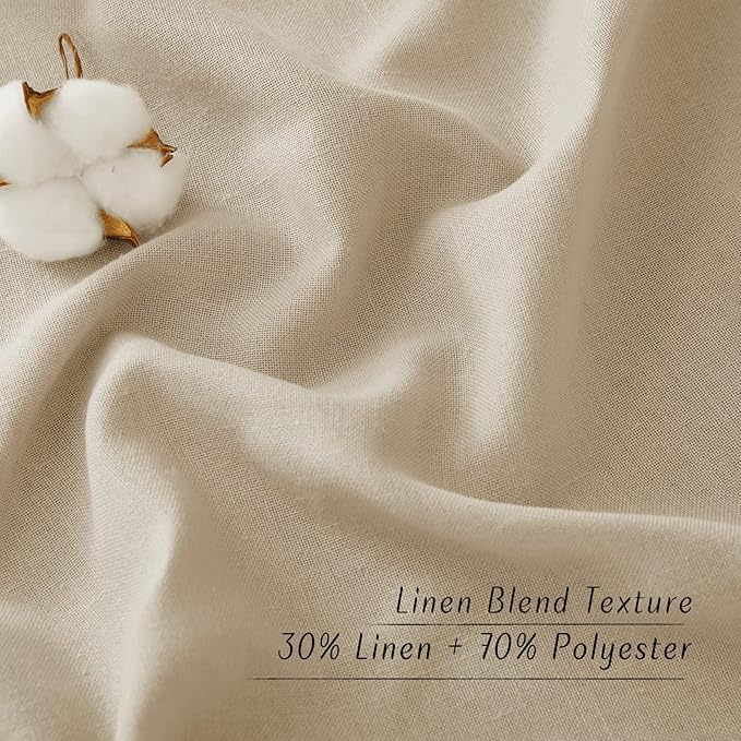 NICETOWN Flax Angora Linen Curtains for Room Divider, Grommet Top Thick Flax Semi Sheer Vertical Drapes Privacy Assured with Light Filtering for Sliding Glass Door, W68 x L84, 2 Pieces