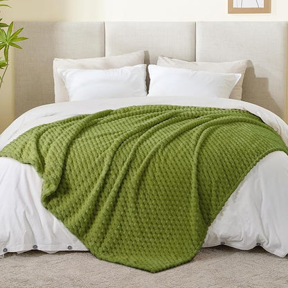 BEDELITE Fleece Blanket - 3D Jacquard Decorative Green Apple Throw Blankets for Couch & Bed, Soft and Cozy Warm Plush Fluffy Blanket All Seasons Suitable, 50x60Inches