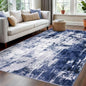 KOZYFLY Modern Abstract Area Rugs 5x7 Navy Blue Machine Washable Thin Rug for Bedroom Non-Slip Living Room Rug, Faux Wool Soft Low Pile Office Carpet for Dining Room, Bedroom, Kitchen