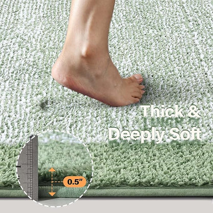 48x32 Large Bathroom Rugs Washable Non Slip, Green Bath Mat for Bathroom Floor Tub, Soft Absorbent Quick Dry Mats for Shower, Bathtub,Home Decor