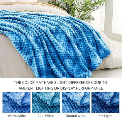 Exclusivo Mezcla Fleece Throw Blanket for Couch, Extra Large Fuzzy Tie-dye Cobalt Blue Bed Blankets, Soft Cozy Plush Sofa Throws for All Seasons, 50x70 Inches