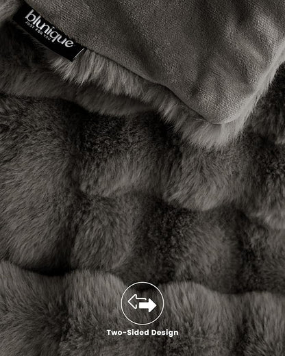 Ultra Soft Cozy Faux Fur Throw Blanket, Fuzzy Plush Thick Bubble Blanket, Oversize Luxury Fluffy Blanket for Couch, Bed, and Living Room, 60x80 Inches, Dark Grey Taupe