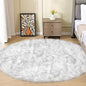 ORINOVA White and Grey Round Rugs 6ft Circle Furry Rug for Living Room Washable Shag Faux Sheepskin Fluffy Fur Rugs for Bedroom Nursery Rug