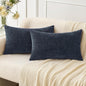 MIULEE Pack of 2 Couch Throw Pillow Covers 12x20 Inch Soft Navy Blue Chenille Lumbar Pillow Covers for Sofa Living Room Solid Dyed Cases