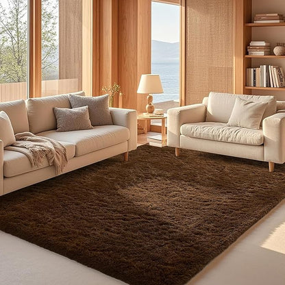 Ophanie Brown Rugs for Living Room Bedroom, 6x9 Fluffy Fuzzy Furry Carpet, Plush Soft Shaggy Bedside Indoor Floor Area Rug for Kids Girls Boys Baby Teen Dorm Nursery Home Decor Aesthetic