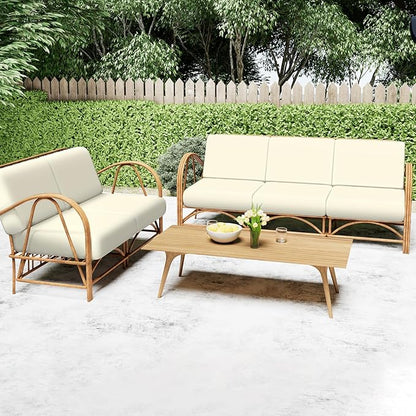 Smiry Printed Couch Cushion Covers, Stretch Soft Couch Covers for Sofa, Washable Non-Slip Sofa Slipcover Furniture Protector for Indoor and Outdoor (Large, Cream)