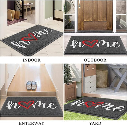 BeneathYourFeet Door Mat, Welcome Mat Low Profile Floor Mat Front Doormat Indoor and Outdoor Doormat Non Slip Rugs for Entryway, Patio, High Traffic Areas (36"x24", Grey-Home)
