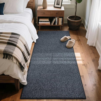 FinRèc 2x6 Washable Runner Rugs for Kitchen Hallway Bedroom, Low Pile Thin Rug Solid Color, Non-Slip Carpet Indoor for Home Decor (Navy Blue)