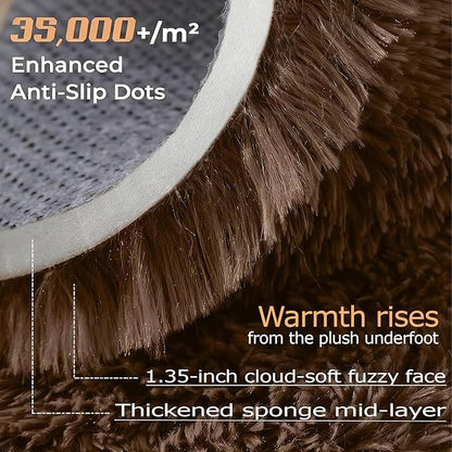 5x8 Area Rug for Living Room: Fluffy Shag Soft Washable Rugs Fuzzy Plush Indoor Carpet for Bedroom Nursery Playroom Dorm Kids Girls Boys Room (Coffee, 5'x8')