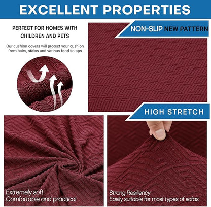 XINEAGE 2026 New 3 Pieces Couch Covers for 2 Cushion Sofa Super Stretch Loveseat Slipcover Pet Dog Universal Slip Cover Anti Slip Love Seat Furniture Protector (Wine Red, 55"-69")